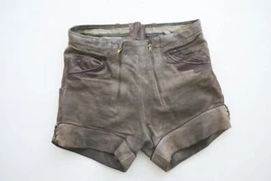 Kurze PGH Lewa Schwerin DDR Lederhose Eichenlaub 60er Vintage edel speckig Gr.52 - Bild 1 von 9