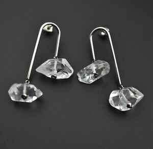 Large clear quartz earrings, unique statement unusual earrings