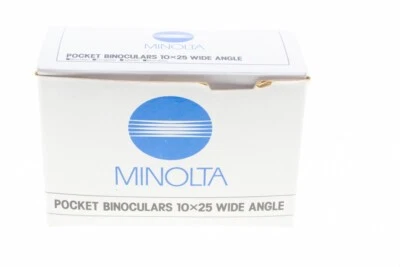Minolta Pocket Binoculars 10x25, 6.5 wide angle, multicoated + Case + Papers - Image 1 of 4
