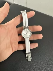 NEEDS BATTERY Fossil Georgia Ladies Watch ES3246 White Leather Strap - Picture 1 of 15
