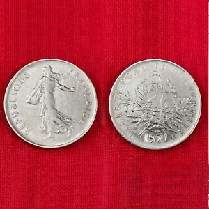 Piece 5 francs français semeuse 1971 - Foto 1 di 5