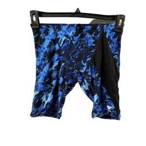 TYR Compression Swim Jammer Mens 28 Stretch Drawstring Blue Black Activewear - Picture 1 of 5