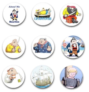 1" 25mm KNOPFABZEICHEN x9 CAPTAIN PUGWASH - Bild 1 von 1