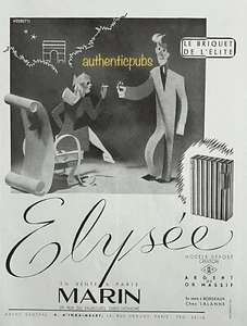 PUBLICITE MARIN BRIQUET ELYSEE PARIS SIGNE CERUTTI DE 1945 FRENCH AD - Bild 1 von 1