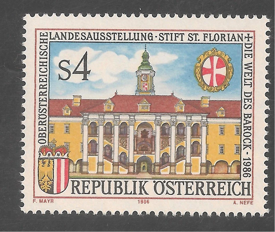 Austria #1344 (A734) VF MNH - 1986 4s St. Florian Monastery, Upper Austria - Image 1 of 1