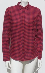 J CREW Women’s Red Navy Gingham Plaid Cotton BOY Shirt Top size M 12 EUC - Bild 1 von 5