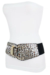 Cintura elástica elástica de leopardo guepardo para mujer cadera cintura alta hebilla gancho S M - Imagen 1 de 12
