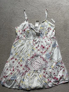 Hollister Cloud bianco floreale babydoll mini abito scollo a V spaghetti spalline XXL P - Foto 1 di 9