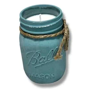 Vela hecha a mano Ulterior Votives tarro bola pintado azul prímula perfumada soja - Imagen 1 de 3