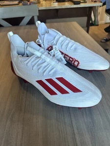 Adidas Adizero Primeknit Football Cleats White Red Men's Size 16 HP8740 - Picture 1 of 9