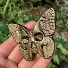 2.2? Natural Golden Obsidia Butterfly Skull Carved Quartz Crystal Reiki Gift 1Pc