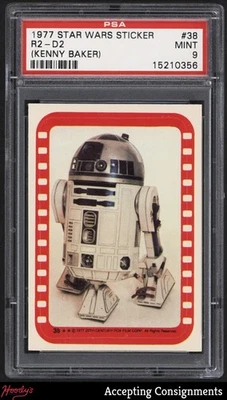 1977 Topps Star Wars Stickers #38 R2-D2 (Kenny Baker) PSA 9 MINT - Image 1 of 2