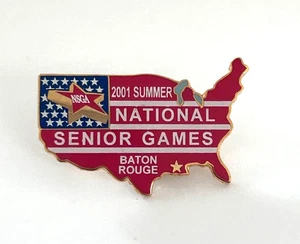 Summer National Senior Games Baton Rouge USA Map Souvenir Lapel Pin 2001 - Picture 1 of 3
