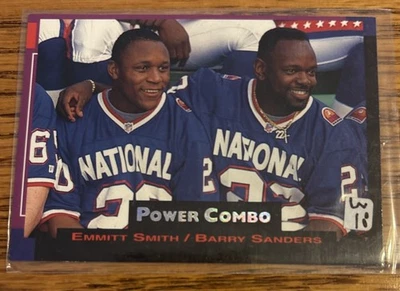 1993 Pro Set Power Combo #1 Emmitt Smith Barry Sanders Dallas Cowboys Lions HOF - Image 1 of 2