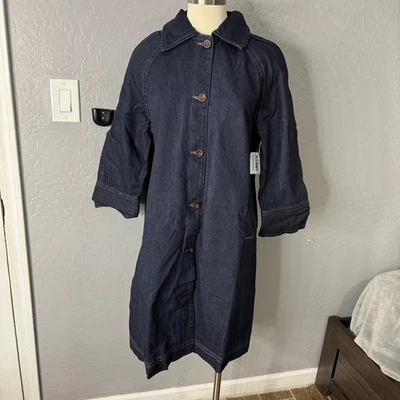 Old Navy Long Denim Barn Coat, Dark Wash, XS 790480 - Image 1 of 4