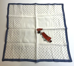 Sciarpa vintage 100% seta blu navy a pois con geisha 16 x 16 quadrati - Foto 1 di 9