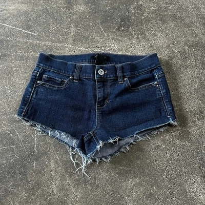 White House Black Market Low Rise Cut Off Denim Jean Shorts Size 2 Blue Dark - Image 1 of 4