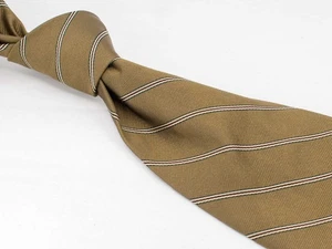 Corbata de seda Ike Behar color blanco tostado a rayas para hombre de diseñador ancha EE. UU. - Imagen 1 de 6