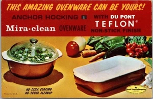 Vintage 60er Jahre TEXACO TANKSTELLEN Werbe Postkarte "Du Pont Teflon Ofengeschirr" - Bild 1 von 2