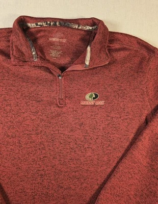 Vintage Mossy Oak  Sweatshirt Sweater Mens 2xl Red Pullover  1/4 Zip Free Hat - Image 1 of 4
