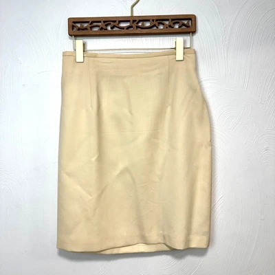 Falda lápiz vintage The Limited beige forrada de lana hecha en Italia mujer clásica 12 Foto 1 de 4