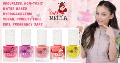 5 x Summer Sparkle Kids Nail Polish Miss Nella Non-toxic Peel-off Water-based