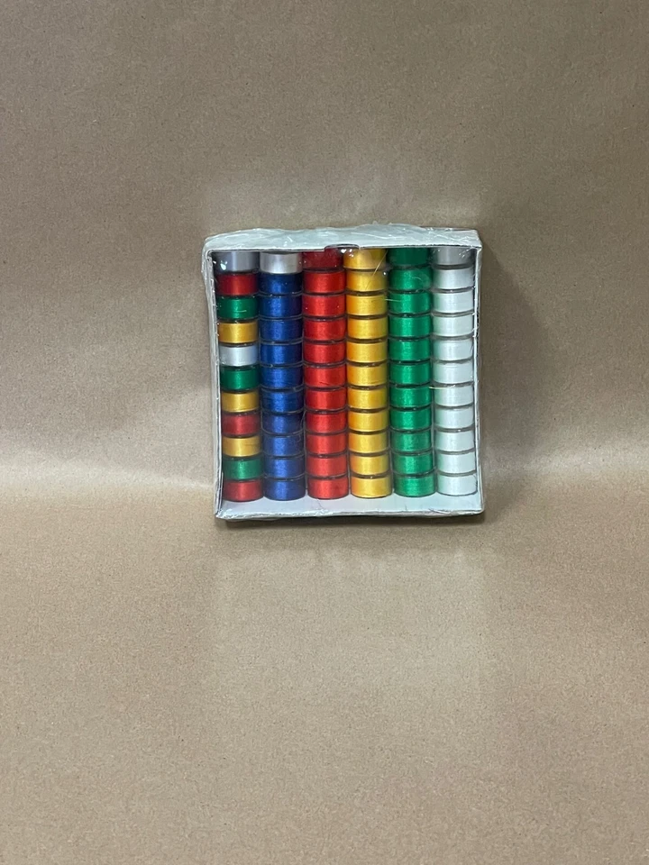 66 Plastic Sided colored Bobbins fits Brother - Image 1 of 1