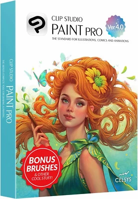 CLIP STUDIO PAINT PRO - Version 4 | Perpetual Lic - Retail Pack w/ Bonus Brushes - Image 1 of 4