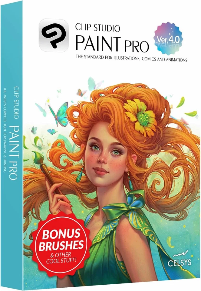 CLIP STUDIO PAINT PRO - Version 4 | Perpetual Lic - Retail Pack w/ Bonus Brushes - Image 1 of 4