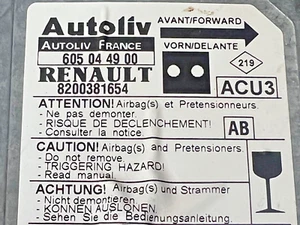 RECHNER AIRBAG LEER RENAULT KANGOO 1 605044900 8200381654 AUTOLIV - Bild 1 von 5