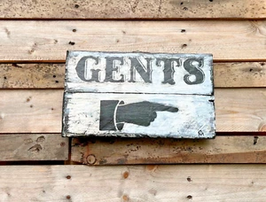 Handmade Hanging Farmhouse Hand Painted Home Décor Plaques & Signs "GENTS" - Picture 1 of 4