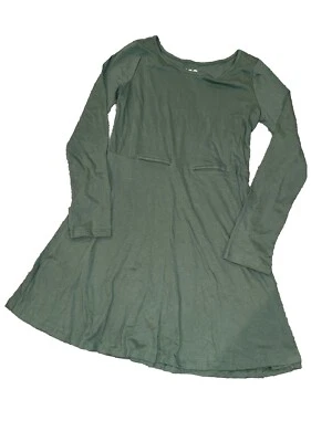 Girls Size XL 14/14 Adaptive Waistline Skater Dress - Green - Long Sleeves - Image 1 of 3