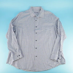 Tasso Elba Blue Gray Check Plaid Long Sleeve Button Down Shirt Size 2XL XXL - Picture 1 of 5