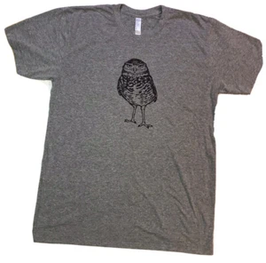 AMERICAN APPAREL GRAPHIC OWL GRAY TEE SHIRT SIZE MEDIUM - Picture 1 of 4
