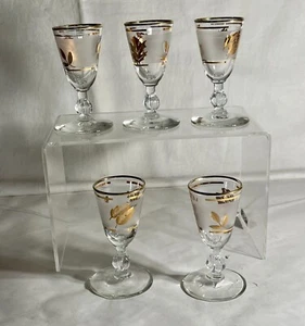 5 cordiales Libbey Gold Leaf de 3 1/2" con patas - Imagen 1 de 1