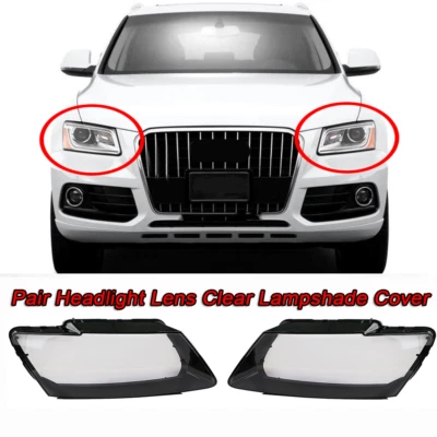 Pair Headlight Lens Clear Lampshade Cover Shell For 2009-2012 Audi Q5 Left+Right - Image 1 of 4