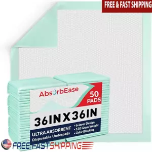 Ultra Absorbent Incontinence Bed Pads Disposable Underpads Heavy Duty 50 Pack US - Picture 1 of 8