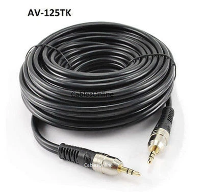 25ft 3.5mm (1/8") Stereo Audio Male-Male Silver/Gold Connector Cable, AV-125TK - Image 1 of 3