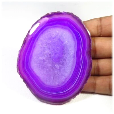 Purple Smooth Slice Gemstone 78x63 mm Natural Slice Agate Geode Cabochon BS-1189 - Image 1 of 4