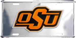 OKLAHOMA STATE COWBOYS COCHE CAMIÓN ETIQUETA CROMO MATRÍCULA METAL LETRERO UNIVERSIDAD - Imagen 1 de 5