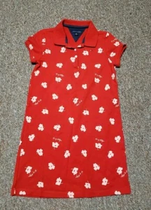 Tommy Hilfiger Girls Red Floral Collared Polo Dress Size M 8/10 See Description  - Picture 1 of 7
