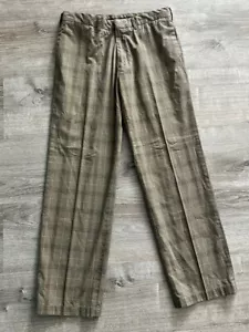Ashworth Golf Company Plaid Pants Mens size 32x30 neutral brown flat front - Picture 1 of 5