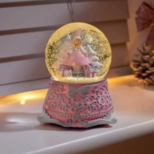 Musical Christmas LED Fairy Swirling Snow Globe 15cm Plays a Medley of 8 Songs - Picture 1 of 2