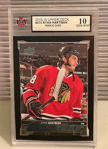 RYAN HARTMAN 2015-16 UD YOUNG GUNS BLACKHAWKS #475 Graded GEM MINT 10 - LOW POP
