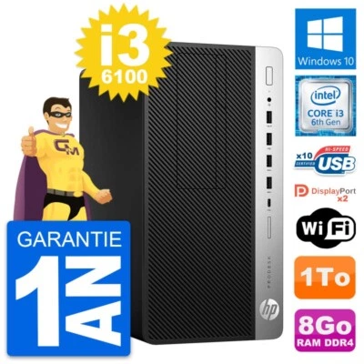 PC Tour HP ProDesk 600 G3 Intel Core i3-6100 RAM 8Go Disque 1To Windows 10 Wifi - Bild 1 von 4