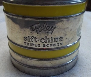 Vintage Foley Sieb-Chine Dreifach Sieb 2 GELBE Bänder guter Zustand funktioniert - Bild 1 von 15