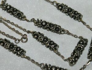 Mid Century Modern Vintage BRUTALIST Pewter Link Chain Necklace 21.5" 