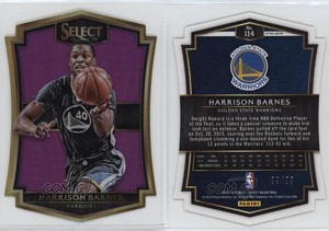 2015 Panini Select Premier Level Die-Cut Purple Prizm /99 Harrison Barnes #114
