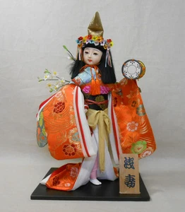 Japanische Vintage Kimono Stoff Gofun Puppe 44 cm / KABUKI 歌舞伎 ASAZUMA - Bild 1 von 7