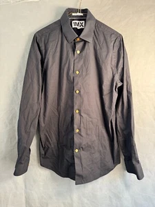 Express 1MX Mens Dress Shirt Medi 15/15.5 Black Modern Fit Long Sleeve Button Up - Picture 1 of 6